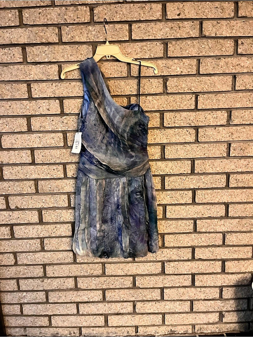 ABS by Allen Schwartz Corne Abstract One-Shoulder Dress in Blue & Purple Size 14